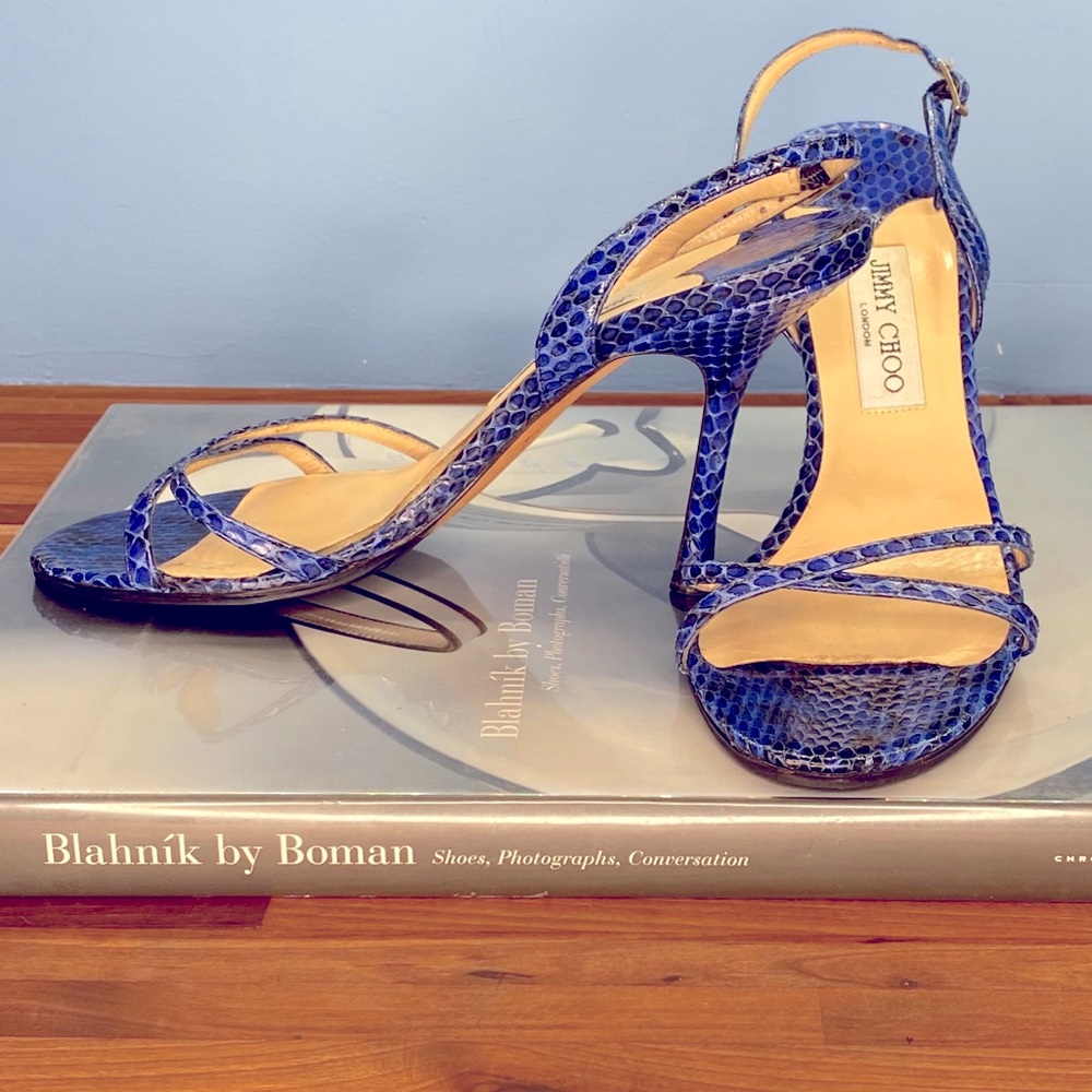 Jimmy Choo Blue Snakeskin Heels - Picture 4 of 10